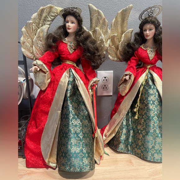 Pair of Franklin Mint| Holiday| 991 | 19” tall w/ stand 
Porcelain Dolls - Picture 1 of 8